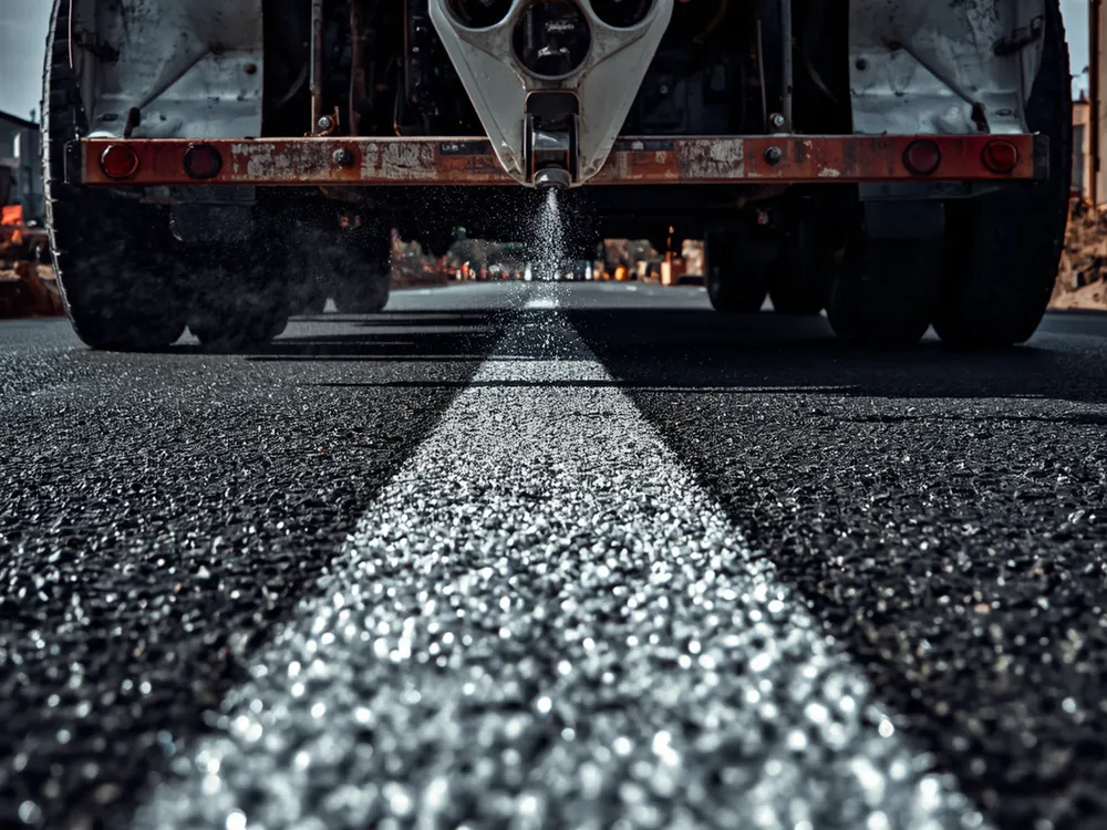 Road marking truck owned and operated by Mashriq Engineering Construction Company, Afghanistan